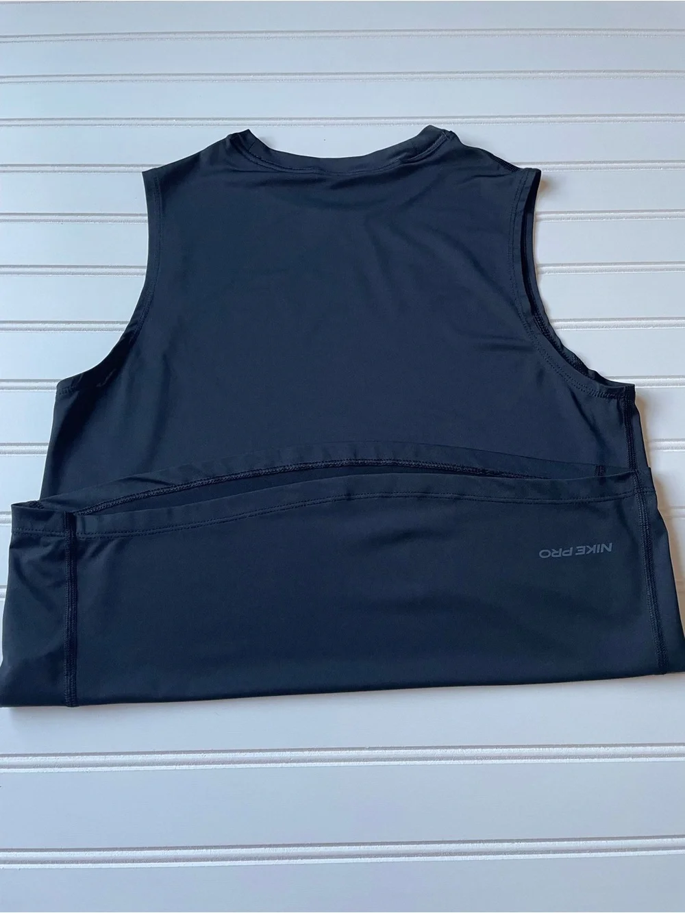 Nike Boys Black Sleeveless Performance Shirt White Logo Size L Dri Fit Tank Top